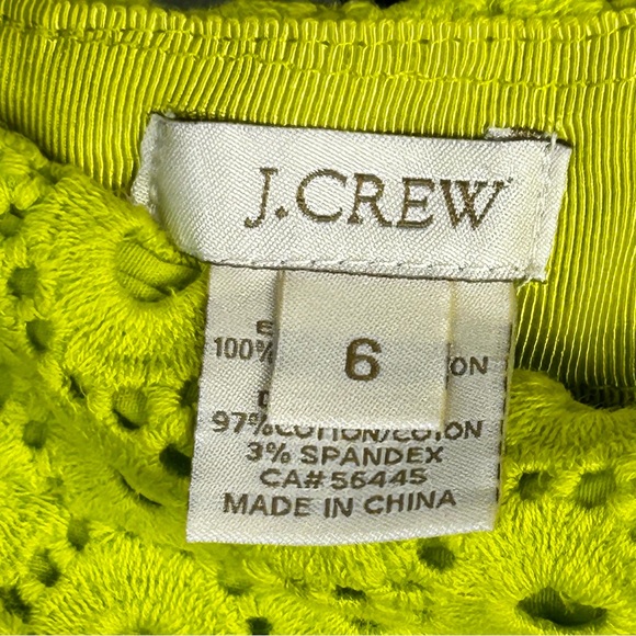 J Crew No.2 Eyelet Embroidered Neon Lime Green Pencil Skirt w/ back slit Size 6 - Picture 3 of 14